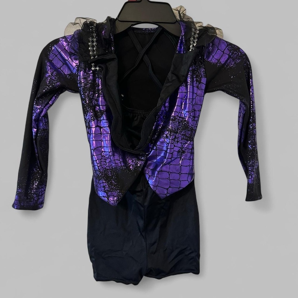 Costume Purple Black Long Sleeve Leotard Child 5/6